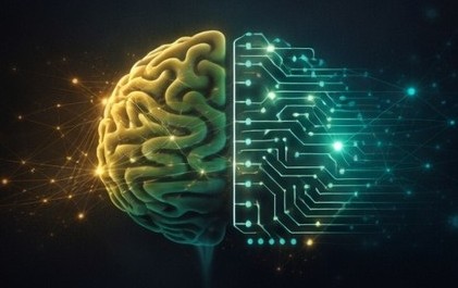 Human Intelligence Leadership - AI and human brain concept